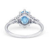 Antique Style Oval Natural Aquamarine Art Deco Engagement Ring