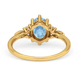 Antique Style Oval Natural Aquamarine Art Deco Engagement Ring
