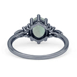 Antique Style Oval Natural Green Amethyst Art Deco Engagement Ring