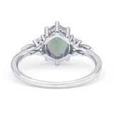 Antique Style Oval Natural Green Amethyst Art Deco Engagement Ring
