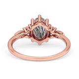 Antique Style Oval Natural Rutilated Quartz Art Deco Engagement Ring