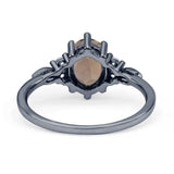 Antique Style Oval Natural Smoky Quartz Art Deco Engagement Ring