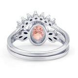 Vintage Style Band Oval Piece Bridal Set Ring Cubic Zirconia 925 Sterling Silver