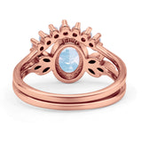 Vintage Oval Natural Moonstone Art Deco Bridal Set Engagement Ring