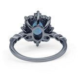 Art Deco Oval Lab Alexandrite Halo Ballerina Style Engagement Ring
