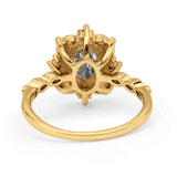 Art Deco Oval Natural Rutilated Quartz Halo Ballerina Style Engagement Ring