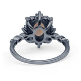 Art Deco Oval Natural Smoky Quartz Halo Ballerina Style Engagement Ring