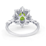 Oval Halo Ballerina Style Engagement Ring Cubic Zirconia 925 Sterling Silver