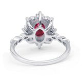 Oval Halo Ballerina Style Engagement Ring Cubic Zirconia 925 Sterling Silver