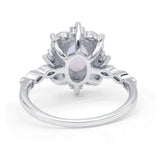 Oval Halo Ballerina Style Engagement Ring Cubic Zirconia 925 Sterling Silver