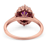 Halo Ballerina Style Oval Engagement Ring Cubic Zirconia 925 Sterling Silver