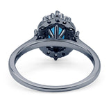Halo Ballerina Style Oval Engagement Ring Cubic Zirconia 925 Sterling Silver