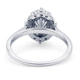 Halo Ballerina Style Oval Engagement Ring Cubic Zirconia 925 Sterling Silver