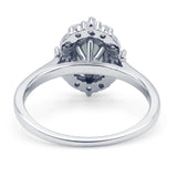 Halo Ballerina Style Oval Natural Green Amethyst Solitaire Engagement Ring