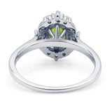 Halo Ballerina Style Oval Engagement Ring Cubic Zirconia 925 Sterling Silver