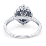 Halo Ballerina Style Oval Engagement Ring Cubic Zirconia 925 Sterling Silver