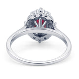 Halo Ballerina Style Oval Engagement Ring Cubic Zirconia 925 Sterling Silver