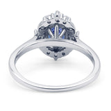 Halo Ballerina Style Oval Engagement Ring Cubic Zirconia 925 Sterling Silver