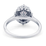 Halo Ballerina Style Oval Engagement Ring Cubic Zirconia 925 Sterling Silver