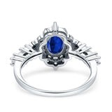 Vintage Inspired Art Deco Oval Engagement Ring Simulated Cubic Zirconia 925 Sterling Silver