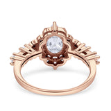Vintage Inspired Art Deco Oval Engagement Ring Simulated Cubic Zirconia 925 Sterling Silver