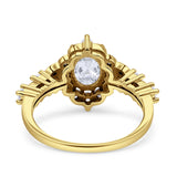 Vintage Inspired Art Deco Oval Engagement Ring Simulated Cubic Zirconia 925 Sterling Silver
