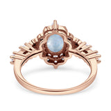 Halo Art Deco Oval Natural Moonstone Engagement Ring