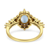 Halo Art Deco Oval Natural Moonstone Engagement Ring
