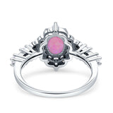 Vintage Inspired Art Deco Oval Engagement Ring Simulated Cubic Zirconia 925 Sterling Silver