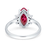 Vintage Marquise Engagement Ring Simulated Cubic Zirconia 925 Sterling Silver