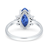 Vintage Marquise Engagement Ring Simulated Cubic Zirconia 925 Sterling Silver