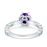 Art Deco Round Engagement Ring Simulated Cubic Zirconia 925 Sterling Silver
