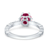 Art Deco Round Engagement Ring Simulated Cubic Zirconia 925 Sterling Silver