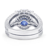 Halo Bridal Set Piece Round Wedding Band Ring Cubic Zirconia 925 Sterling Silver