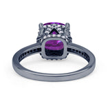 Elegant Hidden Halo Cushion Engagement Ring Cubic Zirconia 925 Sterling Silver