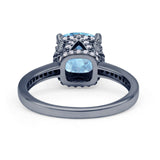 Elegant Hidden Halo Cushion Engagement Ring Cubic Zirconia 925 Sterling Silver
