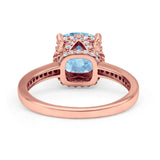 Elegant Hidden Halo Cushion Engagement Ring Cubic Zirconia 925 Sterling Silver
