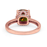 Elegant Hidden Halo Cushion Engagement Ring Cubic Zirconia 925 Sterling Silver