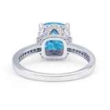 Elegant Hidden Halo Cushion Engagement Ring Cubic Zirconia 925 Sterling Silver