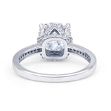 Elegant Hidden Halo Cushion Engagement Ring Cubic Zirconia 925 Sterling Silver
