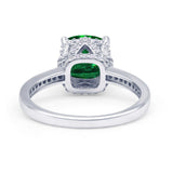 Elegant Hidden Halo Cushion Engagement Ring Cubic Zirconia 925 Sterling Silver