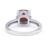 Elegant Hidden Halo Cushion Engagement Ring Cubic Zirconia 925 Sterling Silver