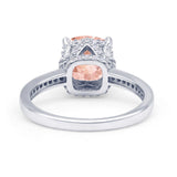 Elegant Hidden Halo Cushion Engagement Ring Cubic Zirconia 925 Sterling Silver