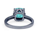 Elegant Hidden Halo Cushion Engagement Ring Cubic Zirconia 925 Sterling Silver