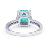 Elegant Hidden Halo Cushion Engagement Ring Cubic Zirconia 925 Sterling Silver