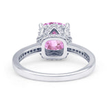 Elegant Hidden Halo Cushion Engagement Ring Cubic Zirconia 925 Sterling Silver