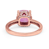 Elegant Hidden Halo Cushion Engagement Ring Cubic Zirconia 925 Sterling Silver