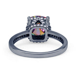 Elegant Hidden Halo Cushion Engagement Ring Cubic Zirconia 925 Sterling Silver