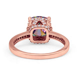 Elegant Hidden Halo Cushion Engagement Ring Cubic Zirconia 925 Sterling Silver