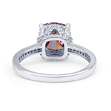 Elegant Hidden Halo Cushion Engagement Ring Cubic Zirconia 925 Sterling Silver